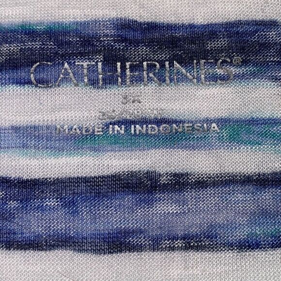 Catherine’s Sleeveless Top Tank Blue White Stripe Size 3X - Picture 2 of 9